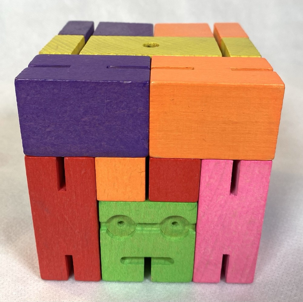 Cubebot Areaware by David Weeks Studio Multicolor Wood Cube Puzzle Robot
