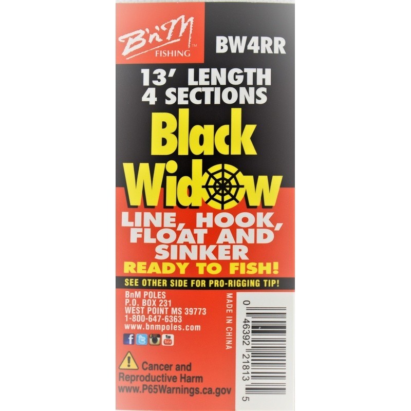 Pole Black Widow Ready Rig 13ft Telescopic Panfish Pole 2 Pack