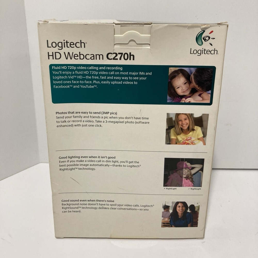 Logitech HD Webcam C270h Headset Built in Microphone Computer PC Video Camera
