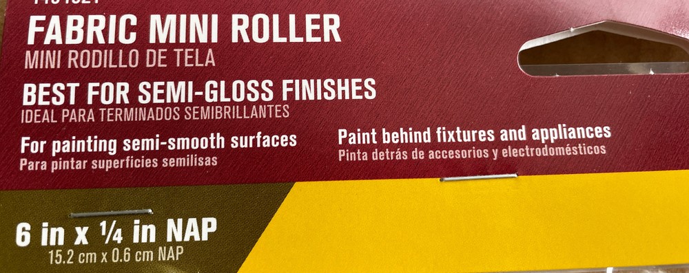 NEW! 6" x 1/4" NAP FABRIC MINI PAINT ROLLER,