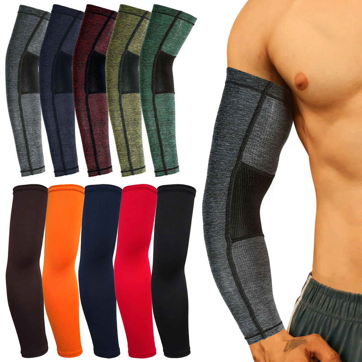 Arm Sleeves Cooling UV Sun Protection UPF 50 Sports Compression for Men & Women