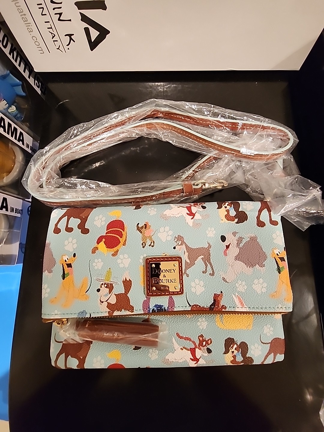NWT Dooney & Bourke Disney Dogs Foldover Crossbody purse blue STITCH BOLT SALE!