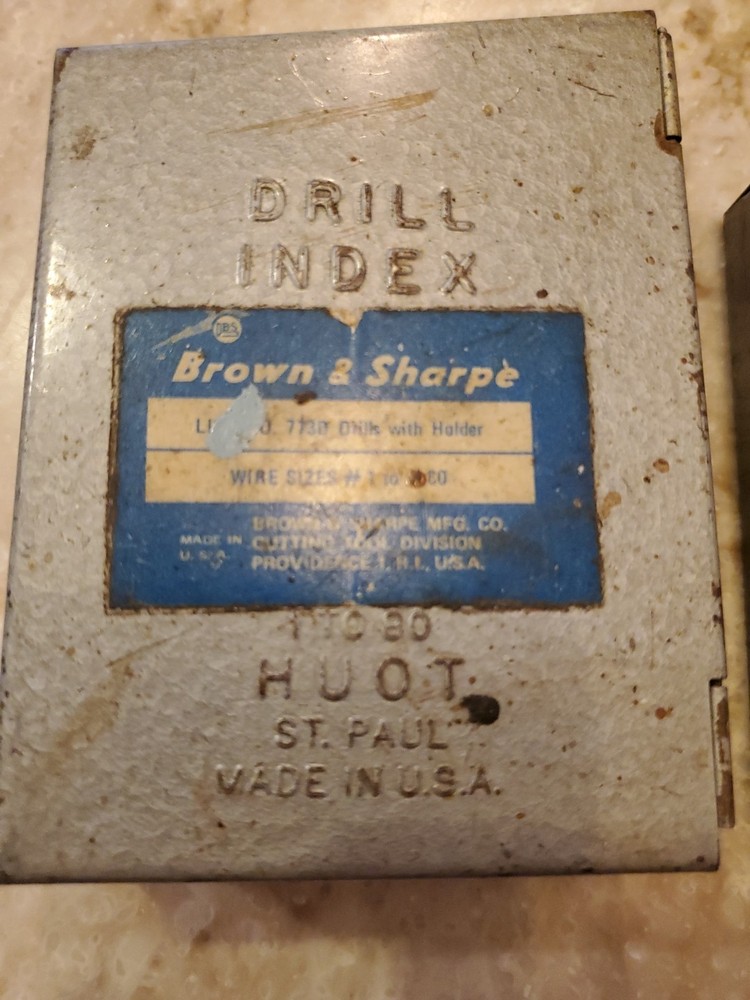 2 Vintage Brown Sharp & Snap-on Tools Drill Index Tool Kit Metal Work & Wood