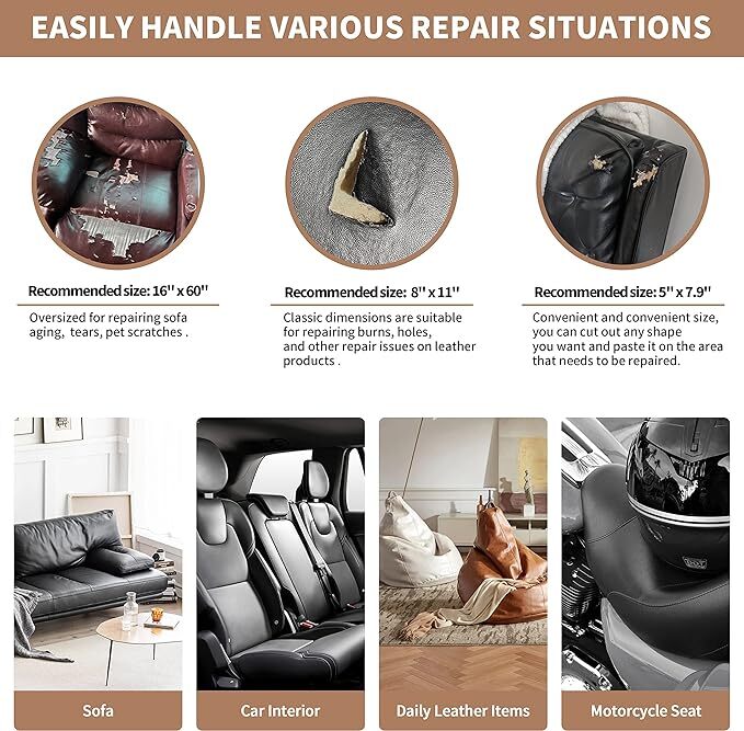 Leather Repair Patch Self Adhesive Leather Refinisher Cuttable Sofa Repair Patch