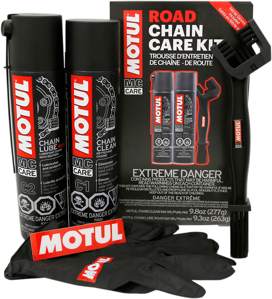 MOTUL Motorcyle Chain Care Kit - Road - Aerosol 109767 Chain lube clean brush