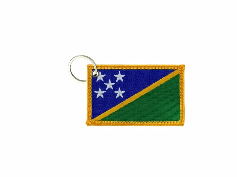 Keychain keyring embroidered embroidery patch double sided flag solomon islands