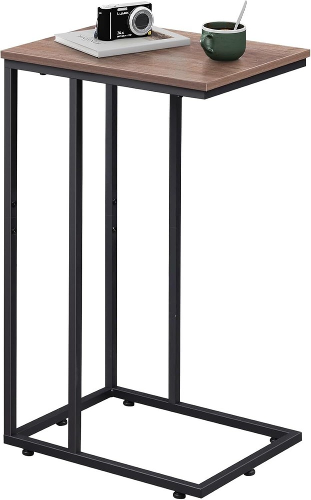 C Shaped End Table, Small Side Tables for Sofa and Bed, Couch Table That Slides