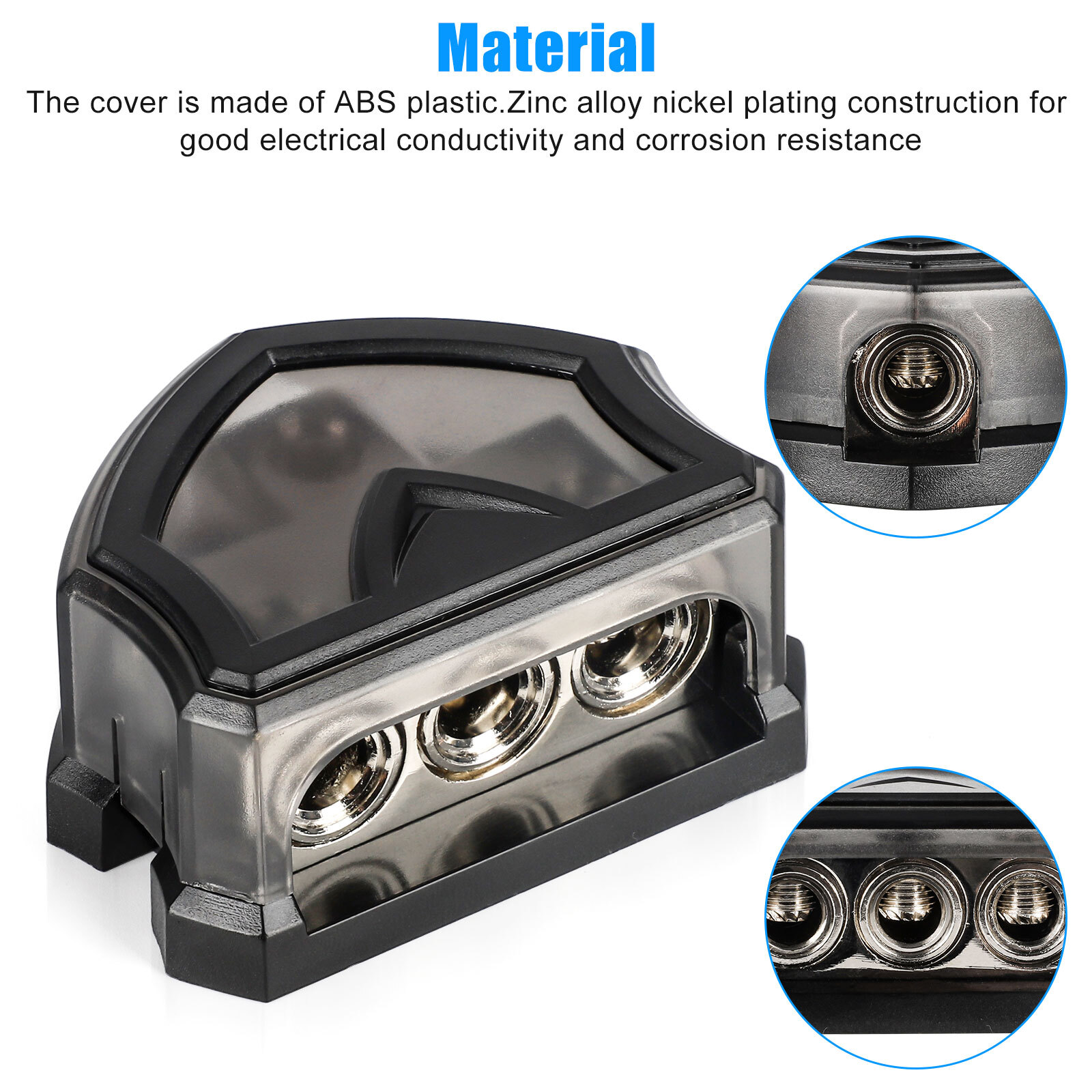 2PCS 3 Way 0 Gauge Input to 0 Gauge Output Power Ground Amp Distribution Block