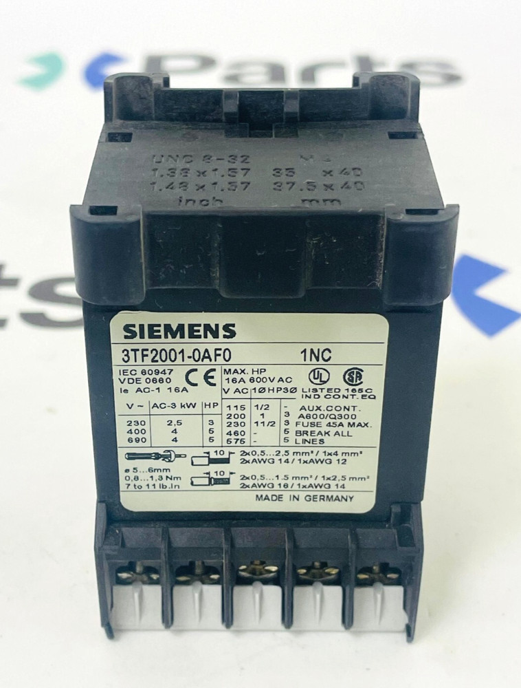 SIEMENS 3TF2001-0AF0 Contactor