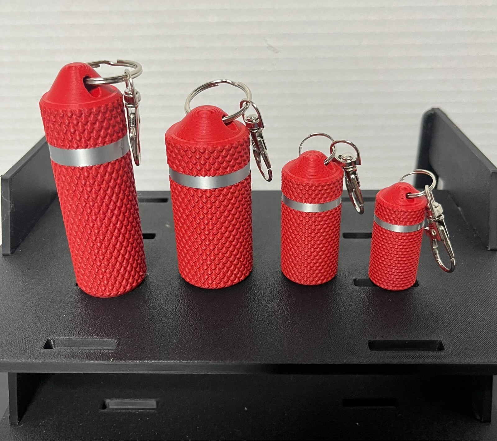 Pill Bottle Chapstick Keychain Container Various Sizes-Sold in Sets.