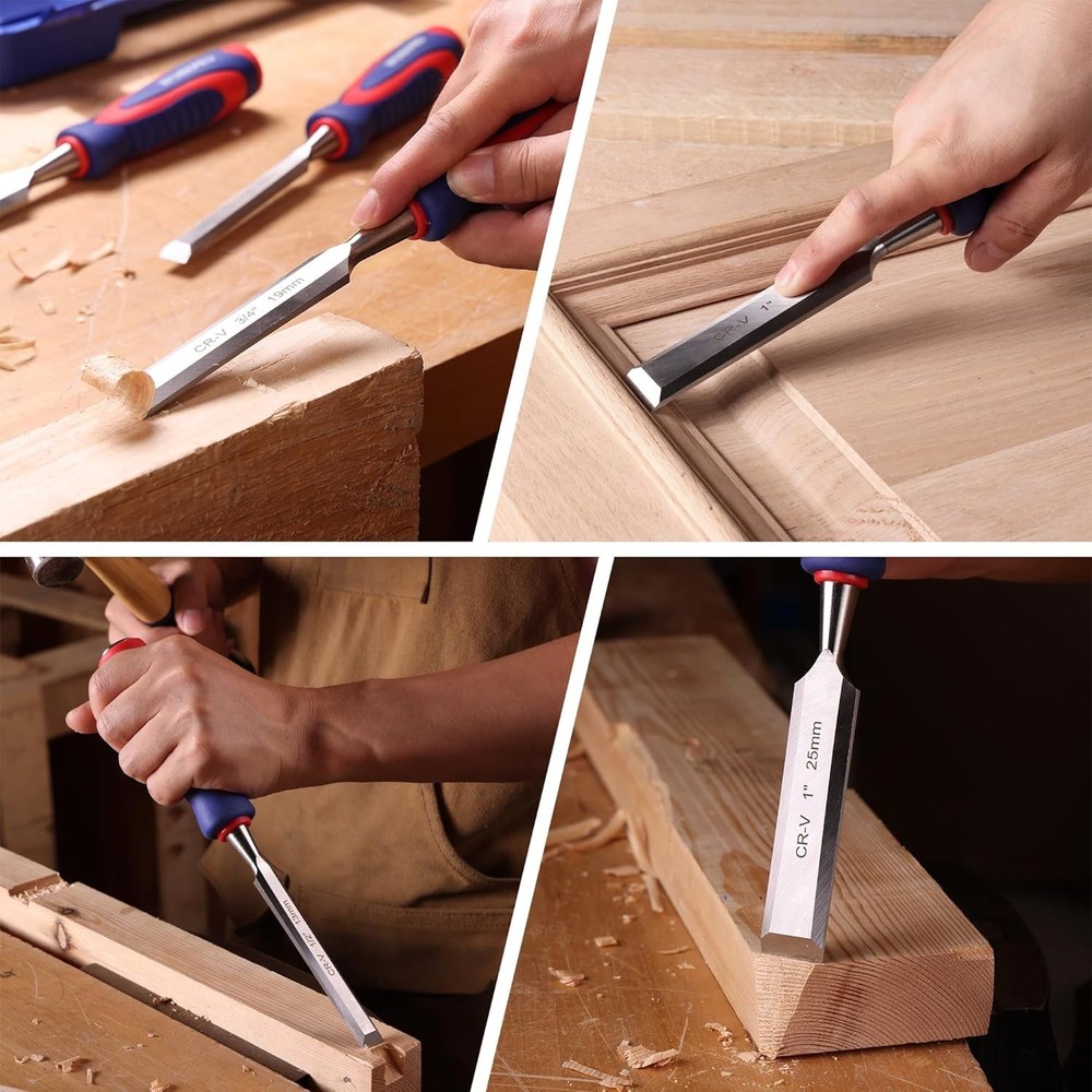Complete Woodworking Chisel Kit - 10-Piece Bevel Edge Set with Sharpening Tools