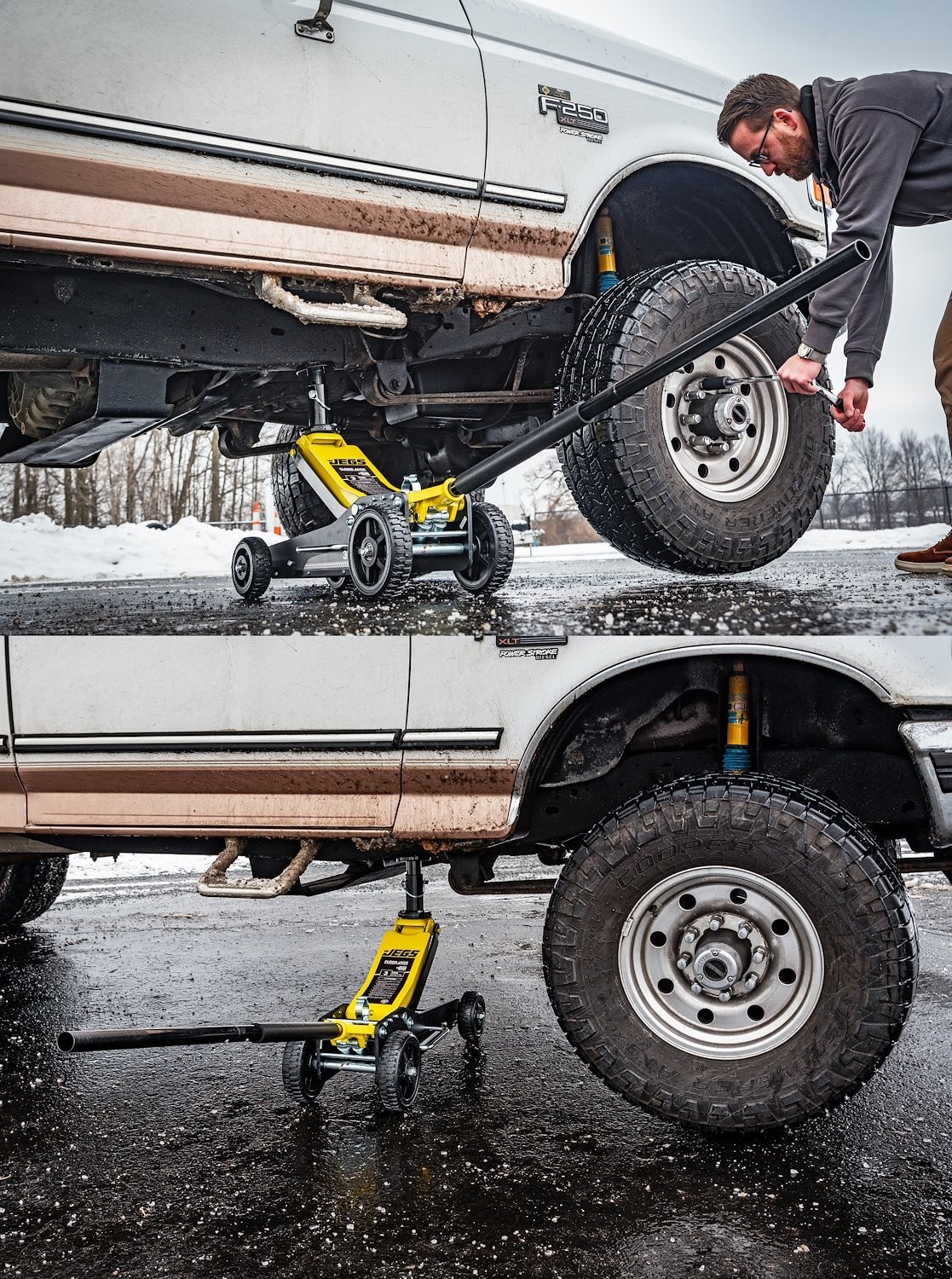 JEGS Heavy Duty 3-Ton Hydraulic Off-Road Floor Jack with Large Wheels and Built