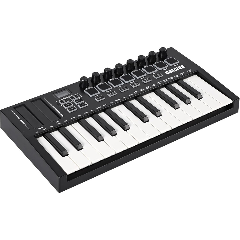 25-Key Half-Weight MIDI Keyboard with 8 Backlit Drum Pads & 8 Knobs, Bluetooth