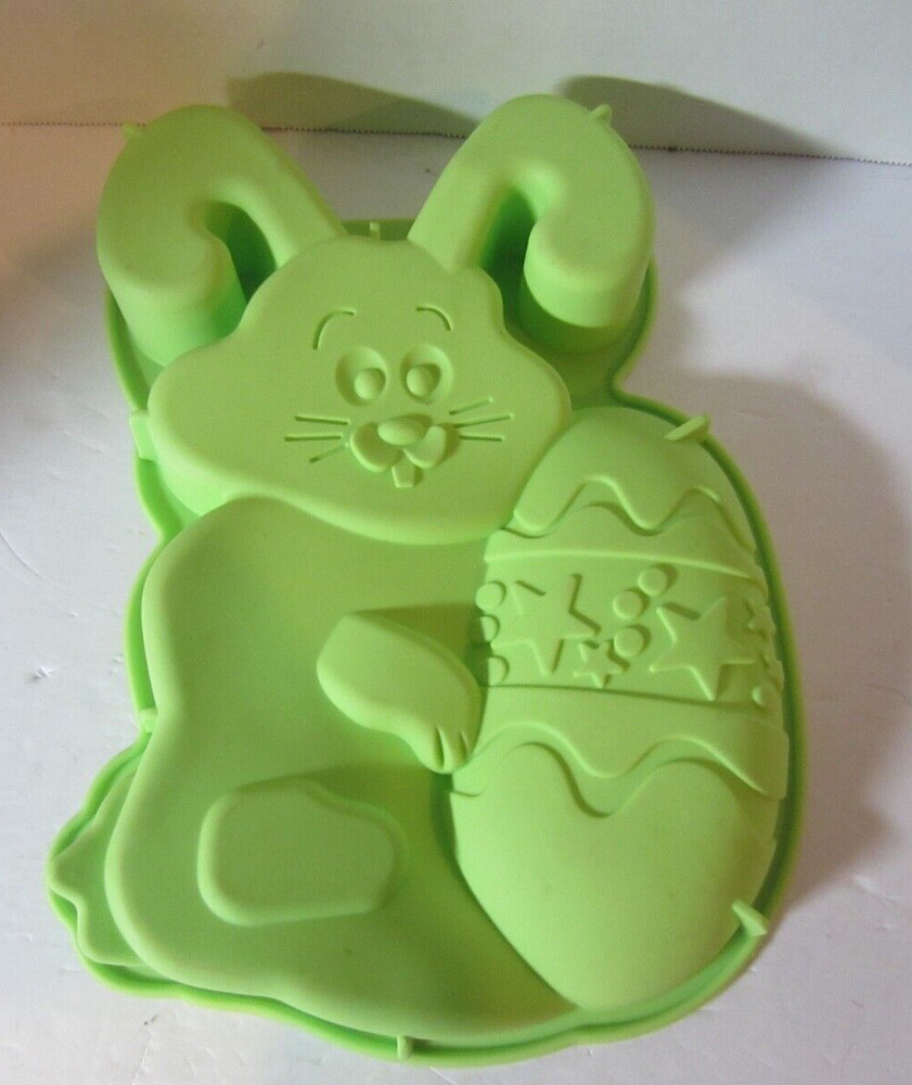 Crofton Silicone Lime Green Easter Bunny Cake Mold- 11X8"-(A42A1)