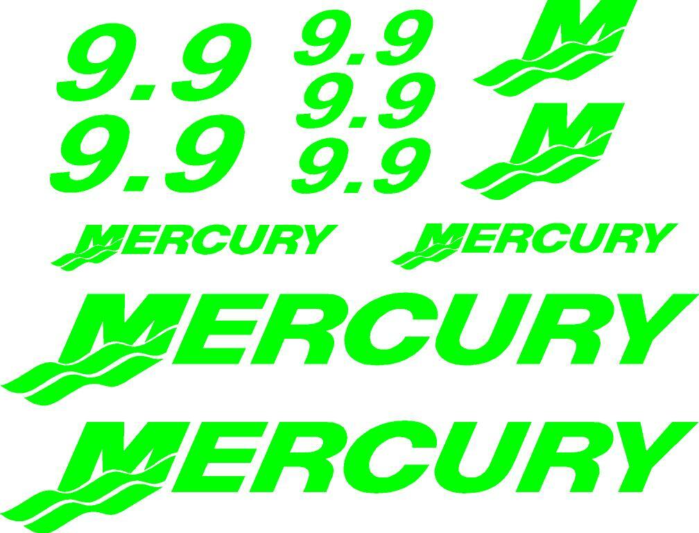 (11pc) Set of 9.9 Hp Mercury outboard boat cowling decal set custom color choice