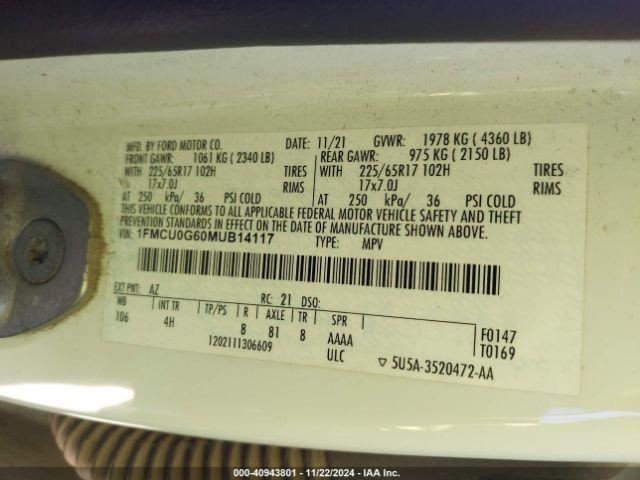 Console Front Floor Fits 20-22 ESCAPE 4523618