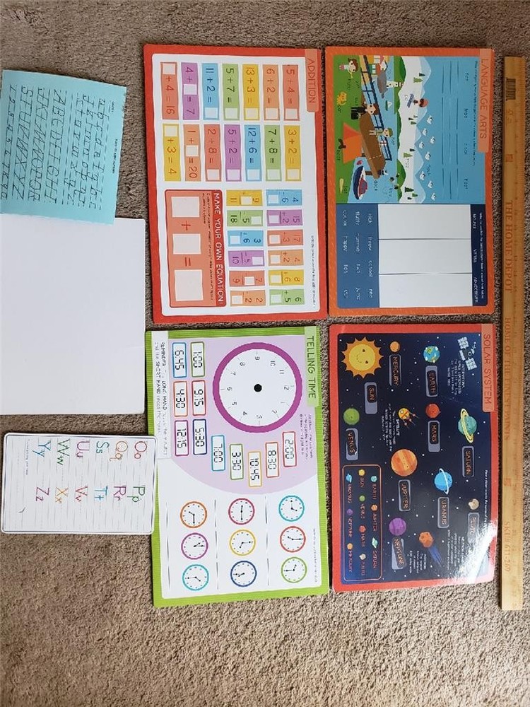 Teaching Classroom Materials Solar System Math Language Time Wipe Off Boards EUC