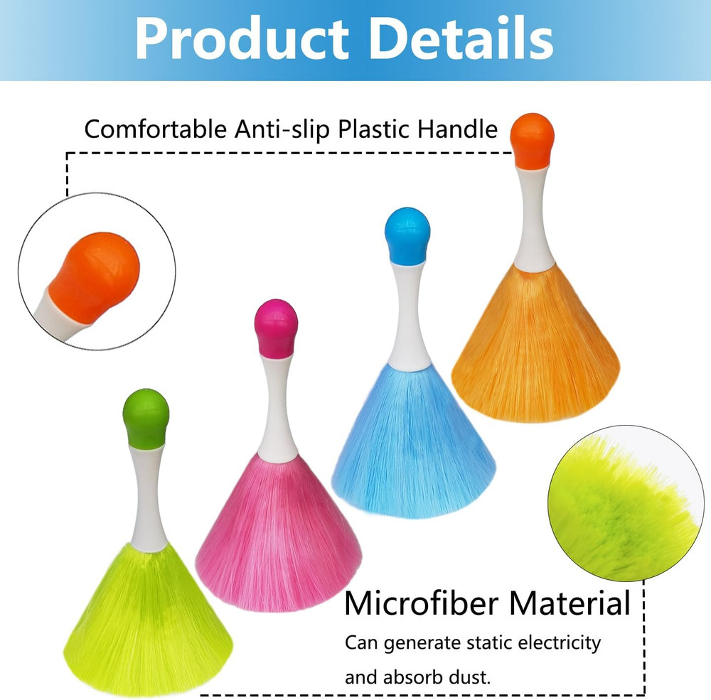 4 Pack Washable Handheld Microfiber Dusters Non Scratch Cleaning Set