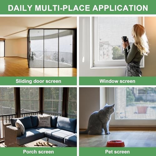 48"X236" Window Screen Replacement Kit, 6 in 1 Window Screen 48"x236"with Tools