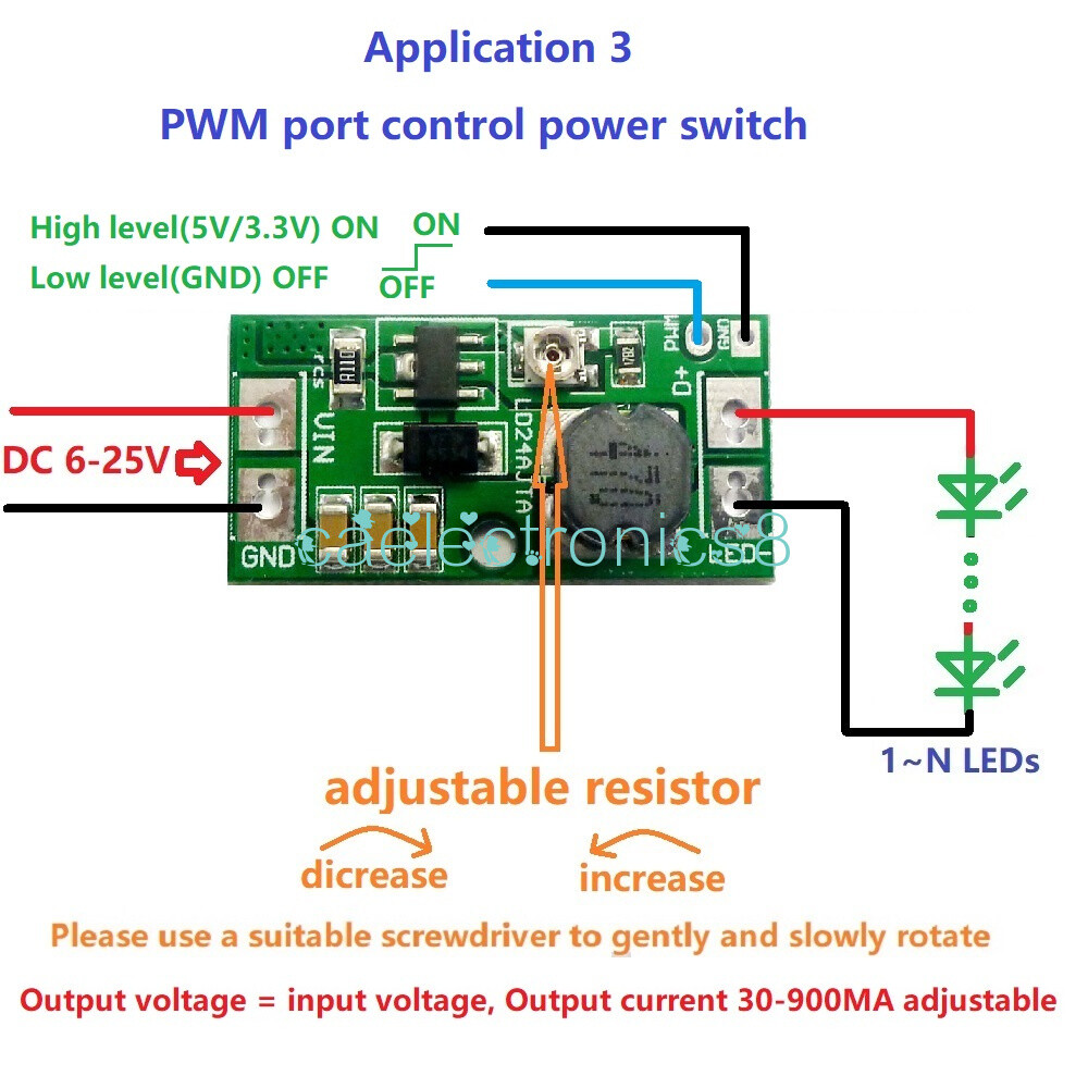 NEW DC 6-25V 20W Adjustable LED Driver PWM Controller DC-DC Step-down Constant