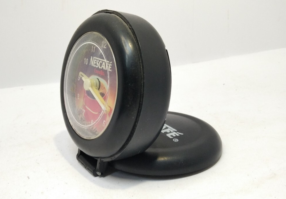 Original Desktop clock with alarm clock on NESCAFE battery, plastic folding