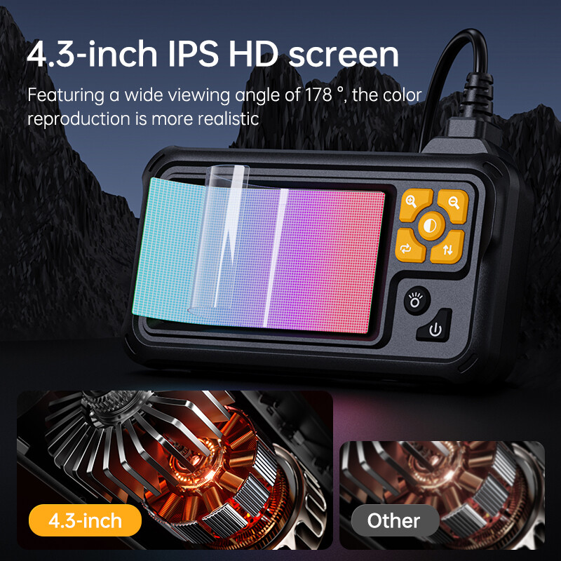 Endoscope Camera with Light – Dual Lens Borescope, 4.3" Display 32.81FT Cable