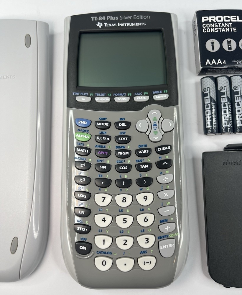 Texas Instruments TI-84 Plus Silver Edition Graphing Calculator & Cover TESTED