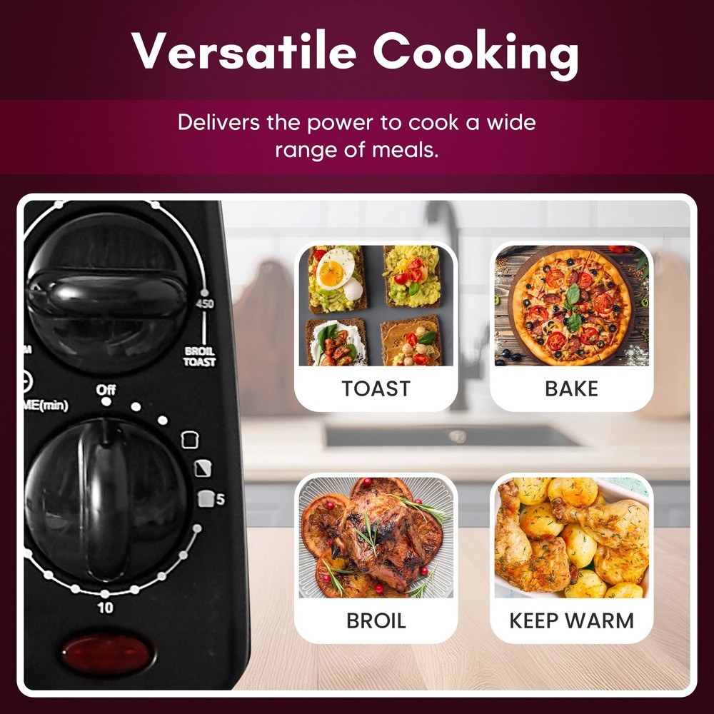 2 Slice Toaster Oven with Time and Temp Knobs