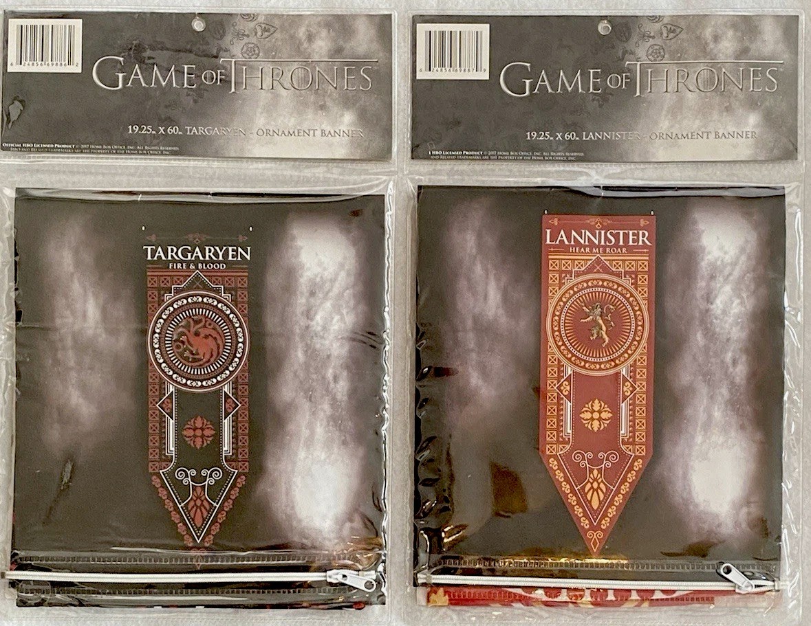 Game of Thrones Targaryen & Lannister Ornament Banners HBO 19.25" x 60" NEW