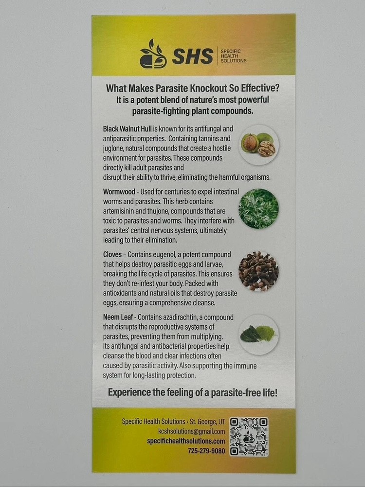 Specific Health Solutions Parasite Knockout, Black Walnut, 60 Vegetable Capsules