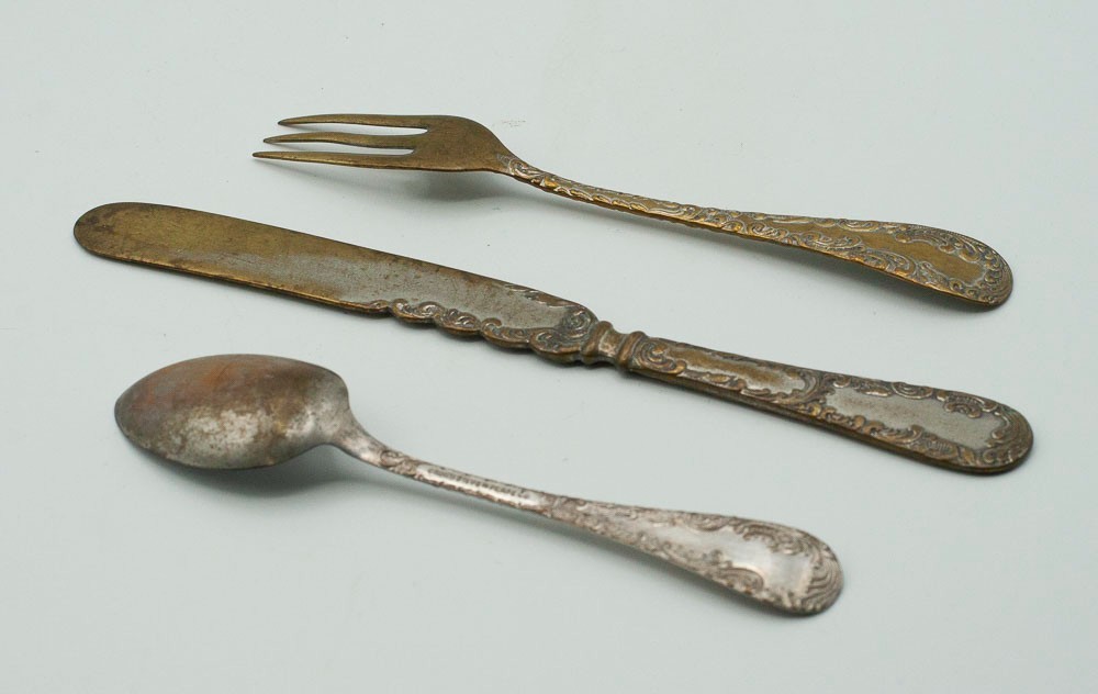 3 pc. Vintage Crown Silver Co Florence Pattern Silver plated Spoon Fork Butter