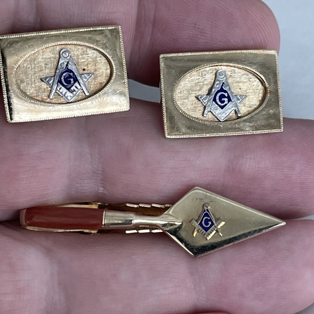 Masonic Free Mason Tie Bar & Cufflinks