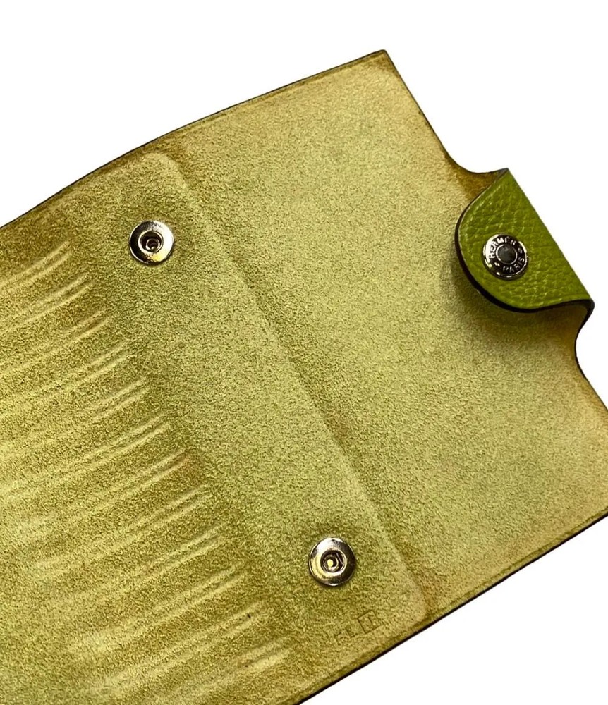 Hermès Ulysse Mini Notebook Cover Leather Silver Hardware □I Stamp Unisex Auth