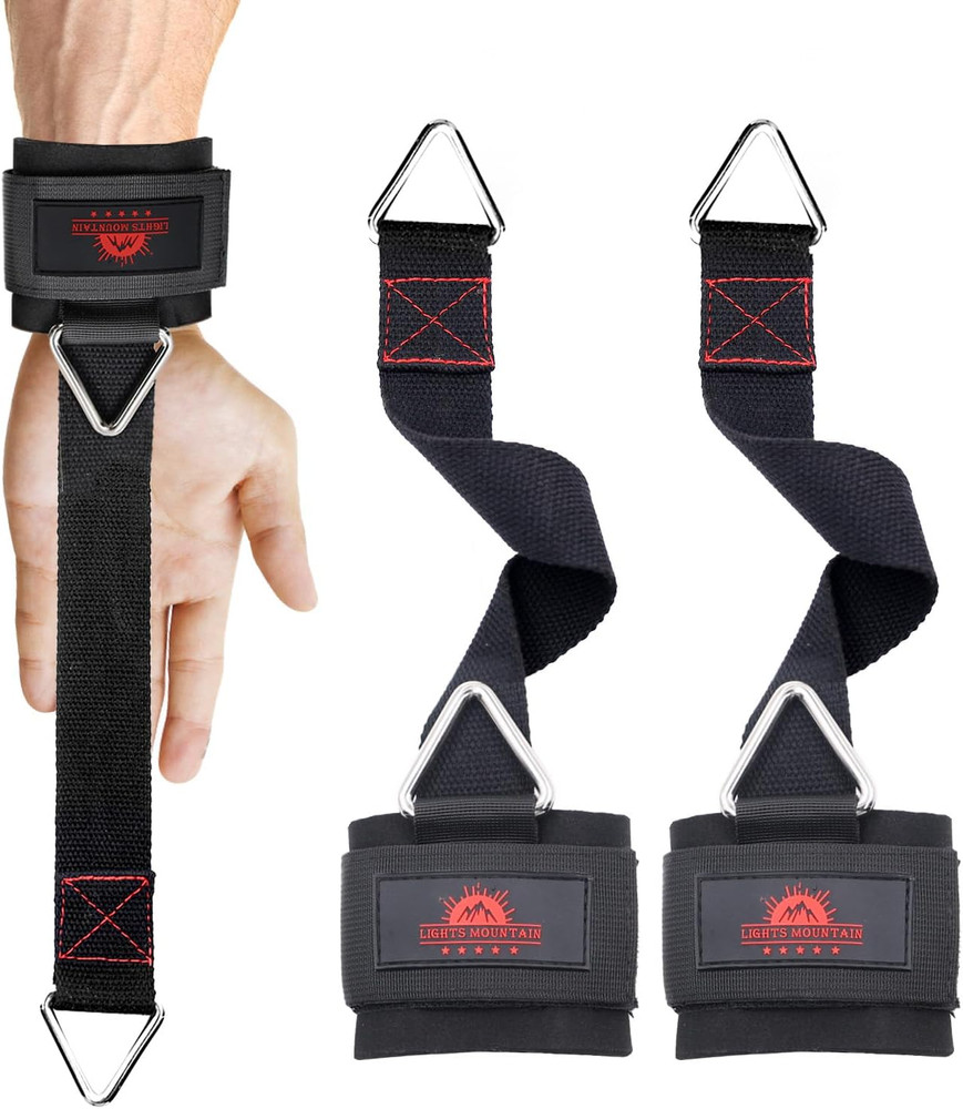 Adjustable Weightlifting Wrist & Ankle Straps with Triangle Ring for Deadlifts,