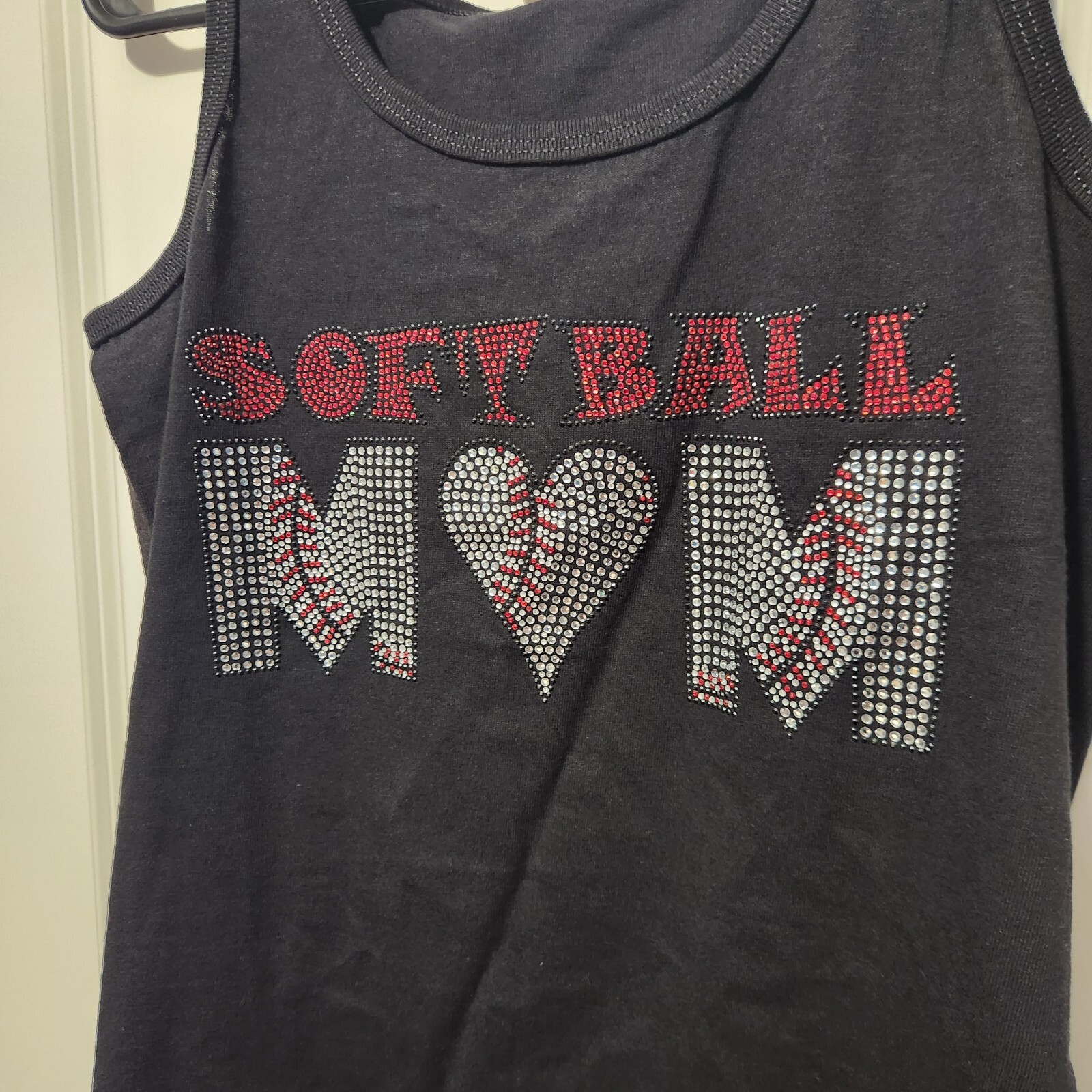 Softball Mom Small Bling Tank Top Black