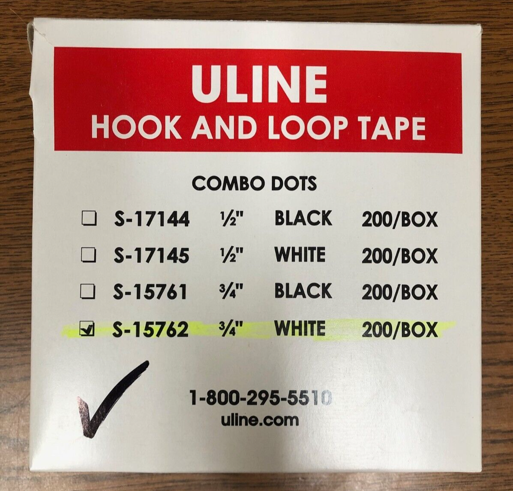Uline 3/4" White Hook and Loop Dots S-15762 | 200 Loop Dots per Box