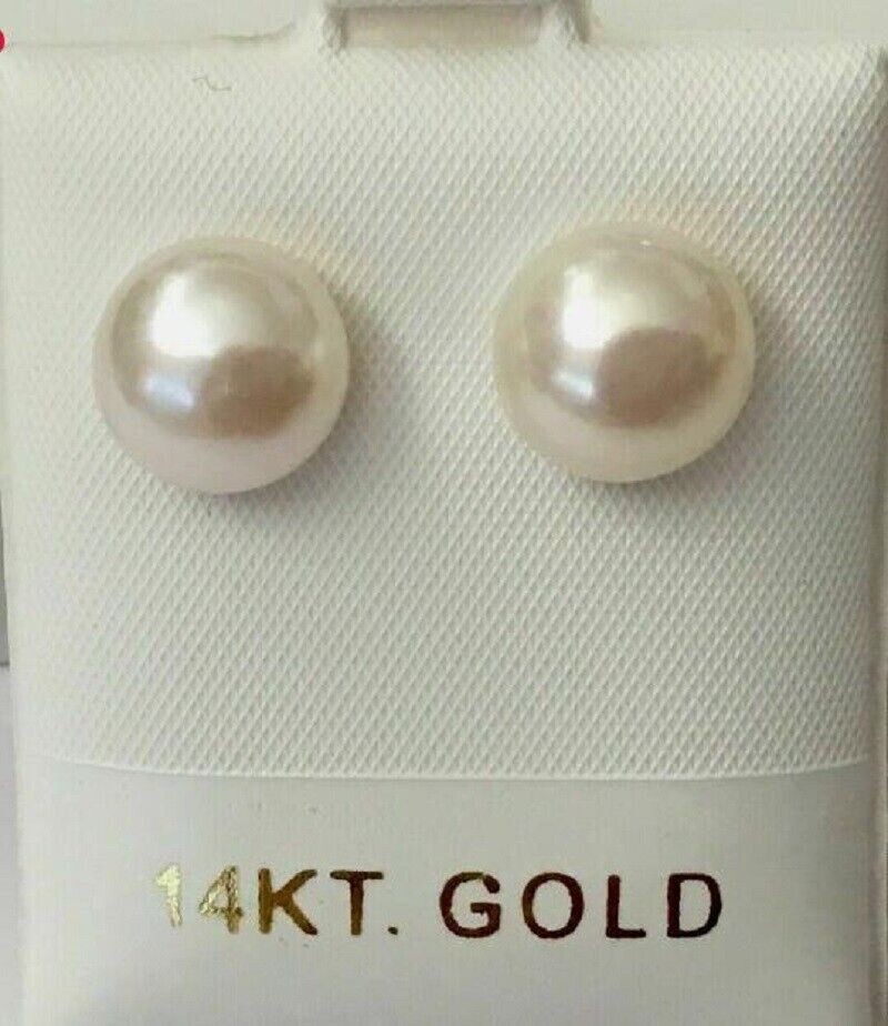 wholesale AAA akoya 9-10mm white pearl earrings 14k Gold Limited time promotion