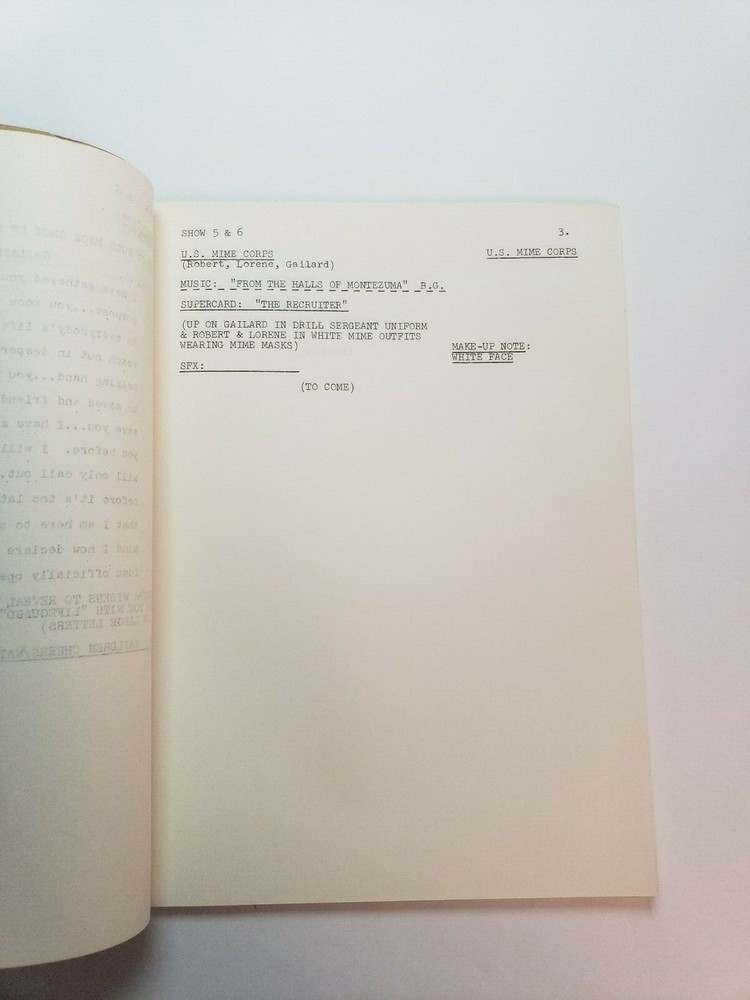 SHIELDS & YARNELL SHOW / Steve Binder 1978 First Draft TV Script, Robert Shields