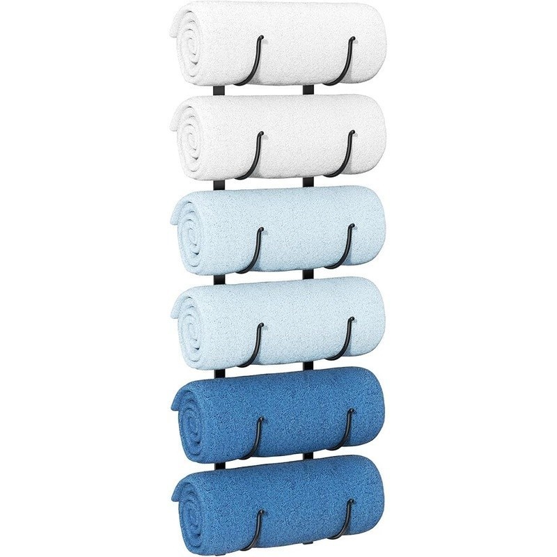 Wall Mounted Towel Rack Customizable Width Space Saving Towel Organizer Bathroom