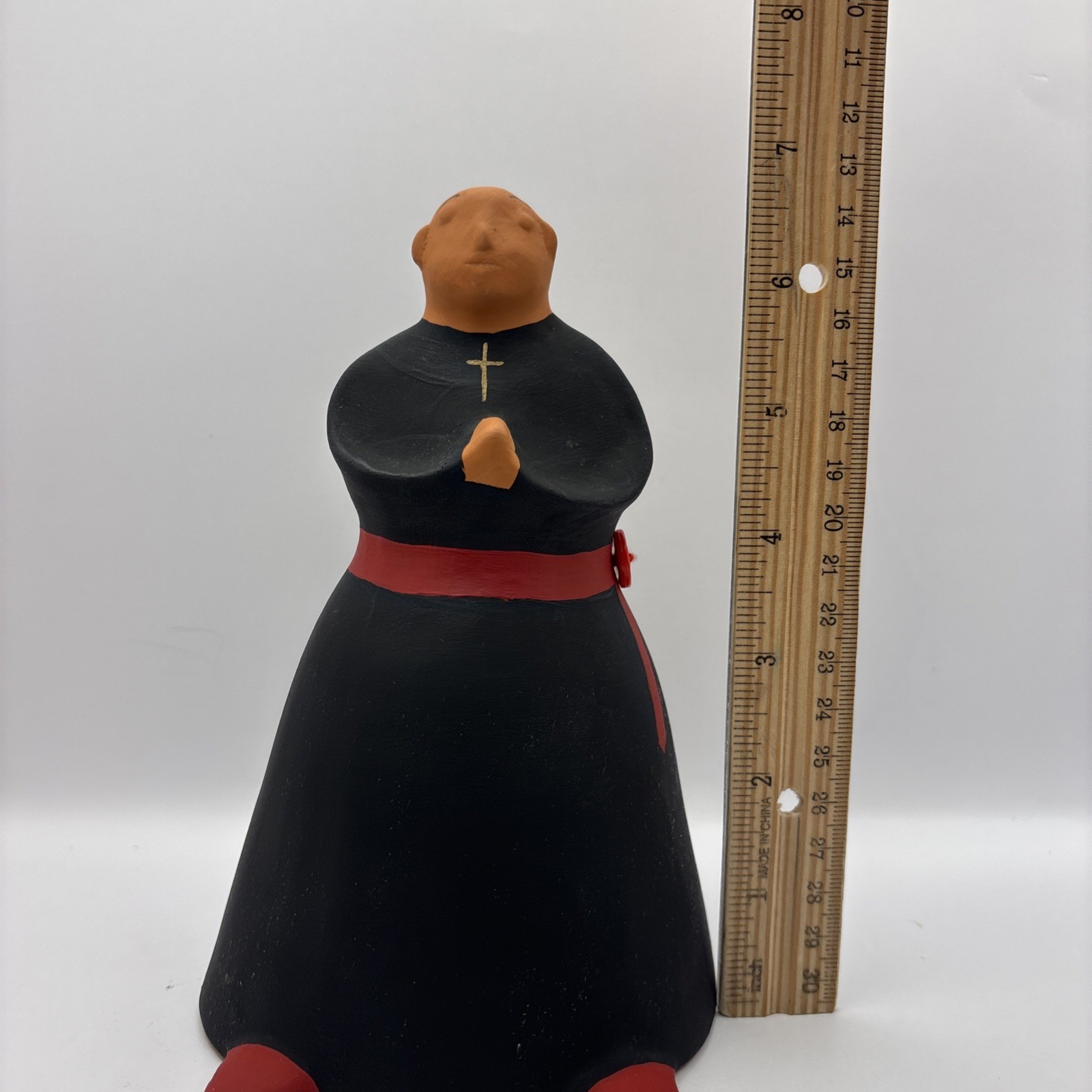 Southwest Clay Pottery Praying Monk Figure Bell