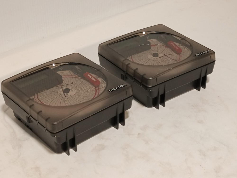 Dickson 4in temperature chart recorders, 7-day, LCD display as shown, untested