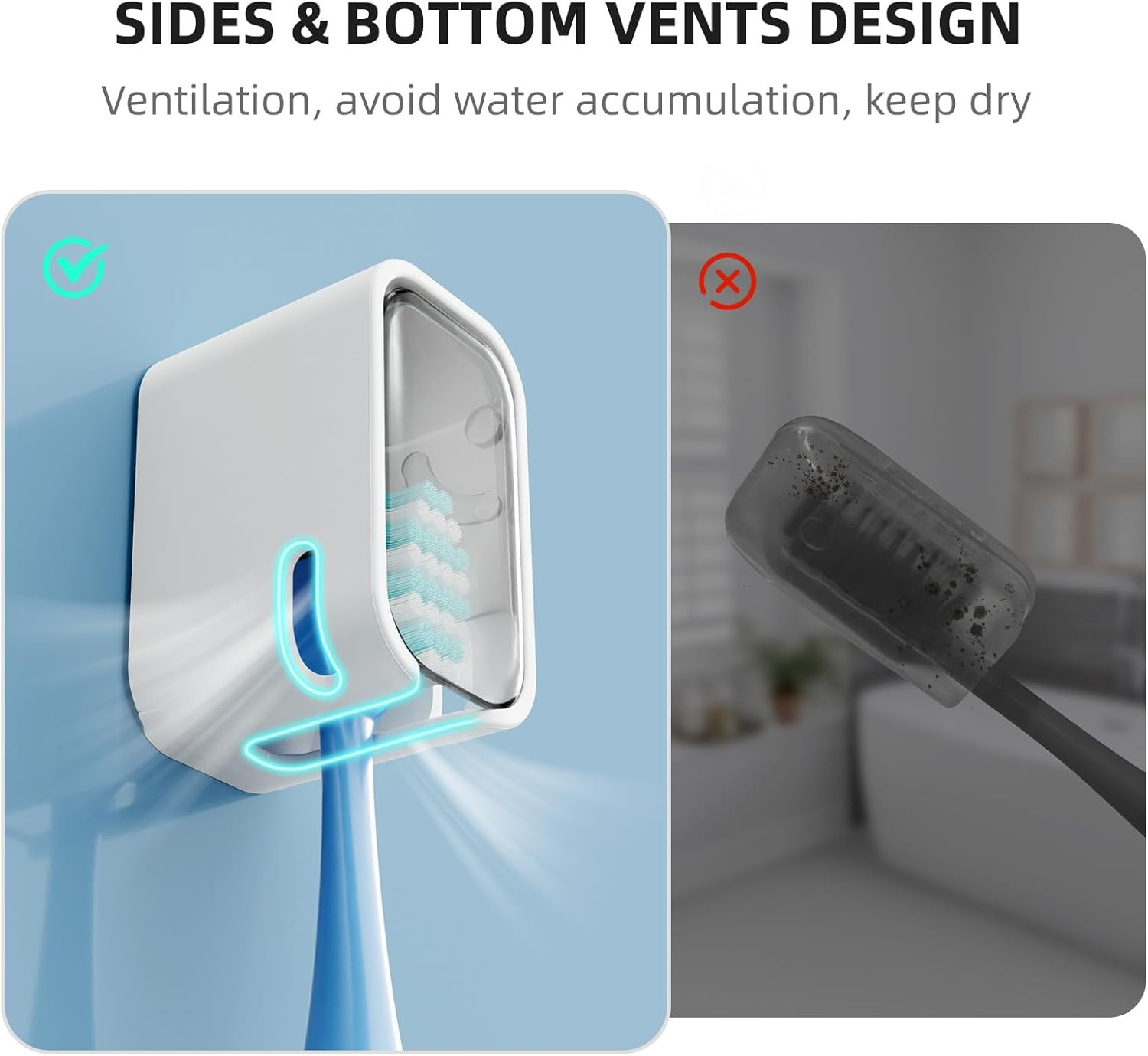 Travel Toothbrush Head Cover 2PCS, Electric Toothbrush Covers Caps, Ventilated T