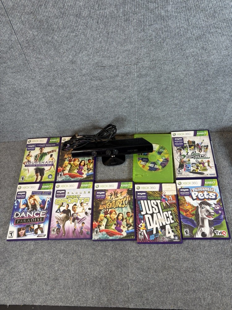 Genuine OEM Microsoft Xbox 360 Kinect Camera Sensor Bundle Games Lot
