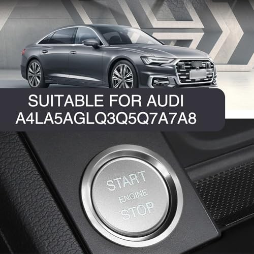 Car Button Decoration, Engine Button Starter Cover, Ignition Ring 2 PCS Silver