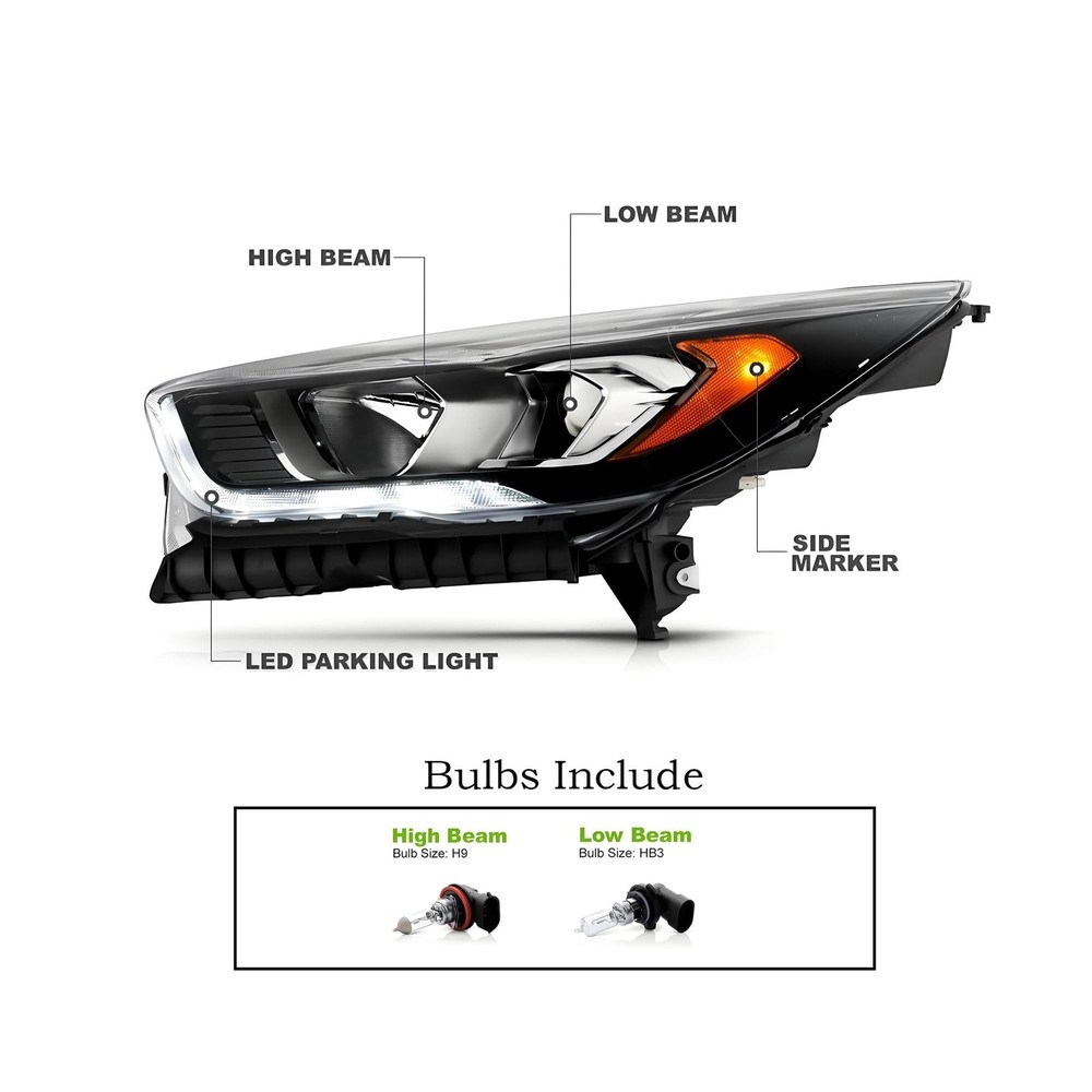 Headlights Assembly compatible with 2017 2018 2019 Ford Escape Halogen Type P...