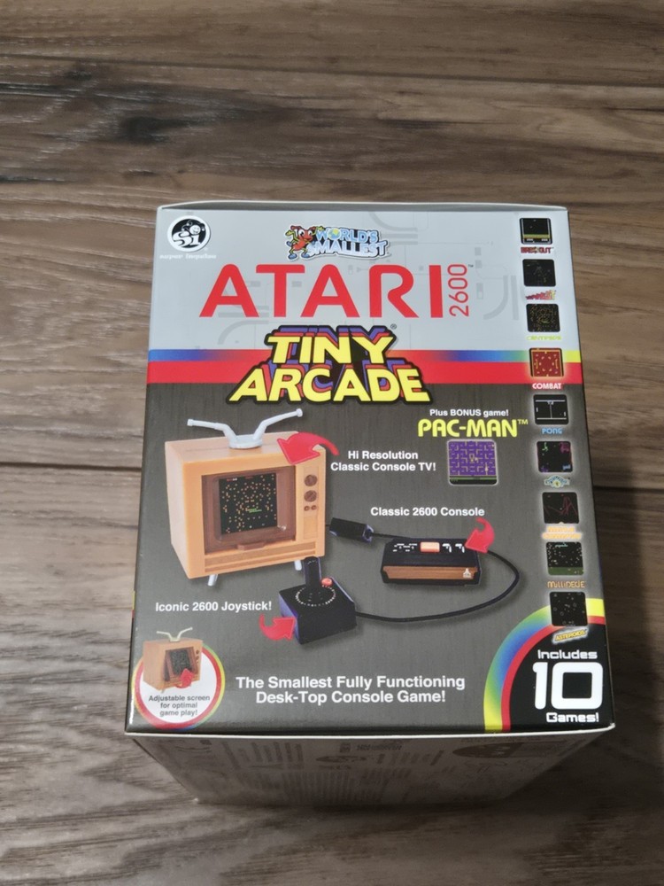 World’s Smallest Atari 2600 Tiny Arcade Mini Console 10 Games Pac-Man NIB