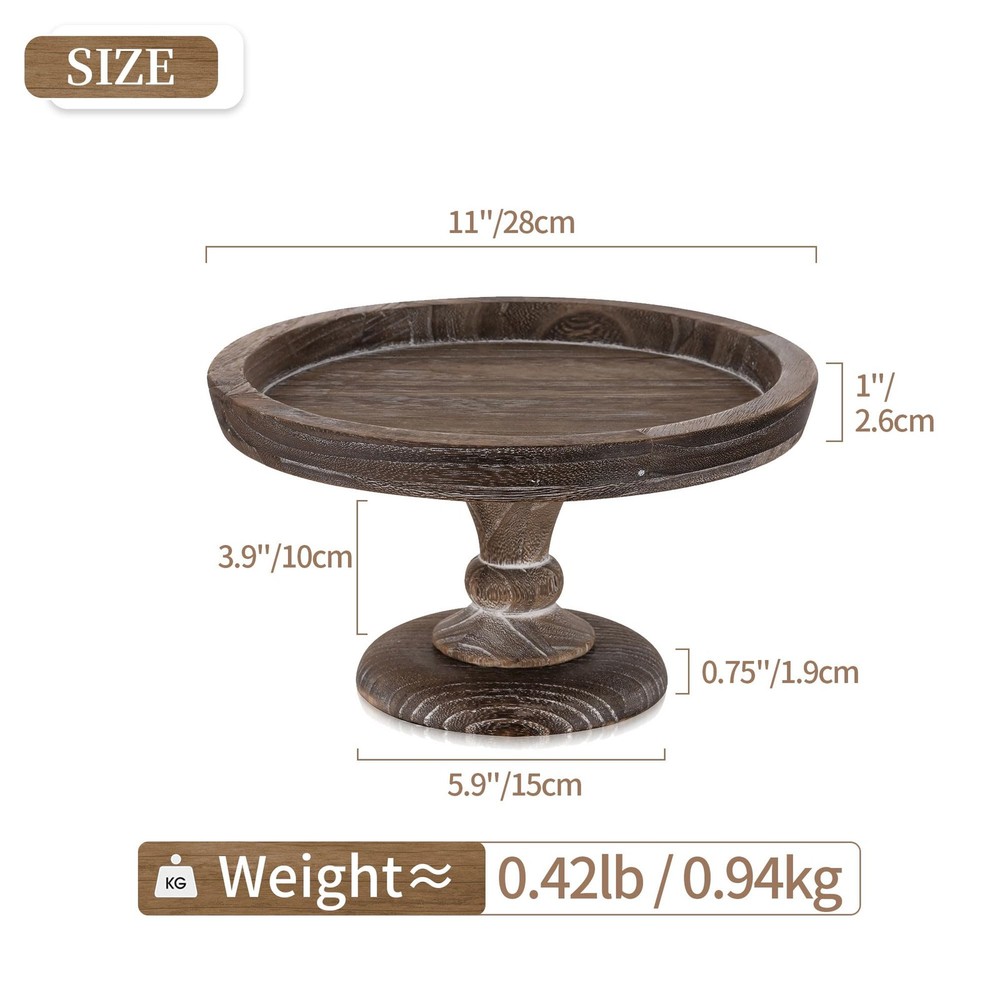 Display Riser for Farmhouse Decor: Rustic Wooden Risers Round Decorative Pede...