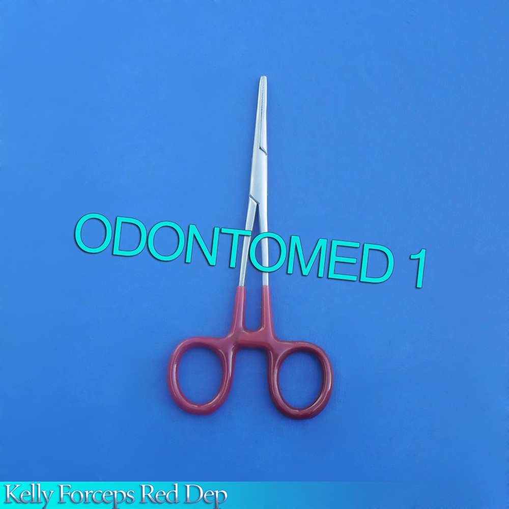 One Piece Kelly forceps 5.5" Straight Red Dep Handle
