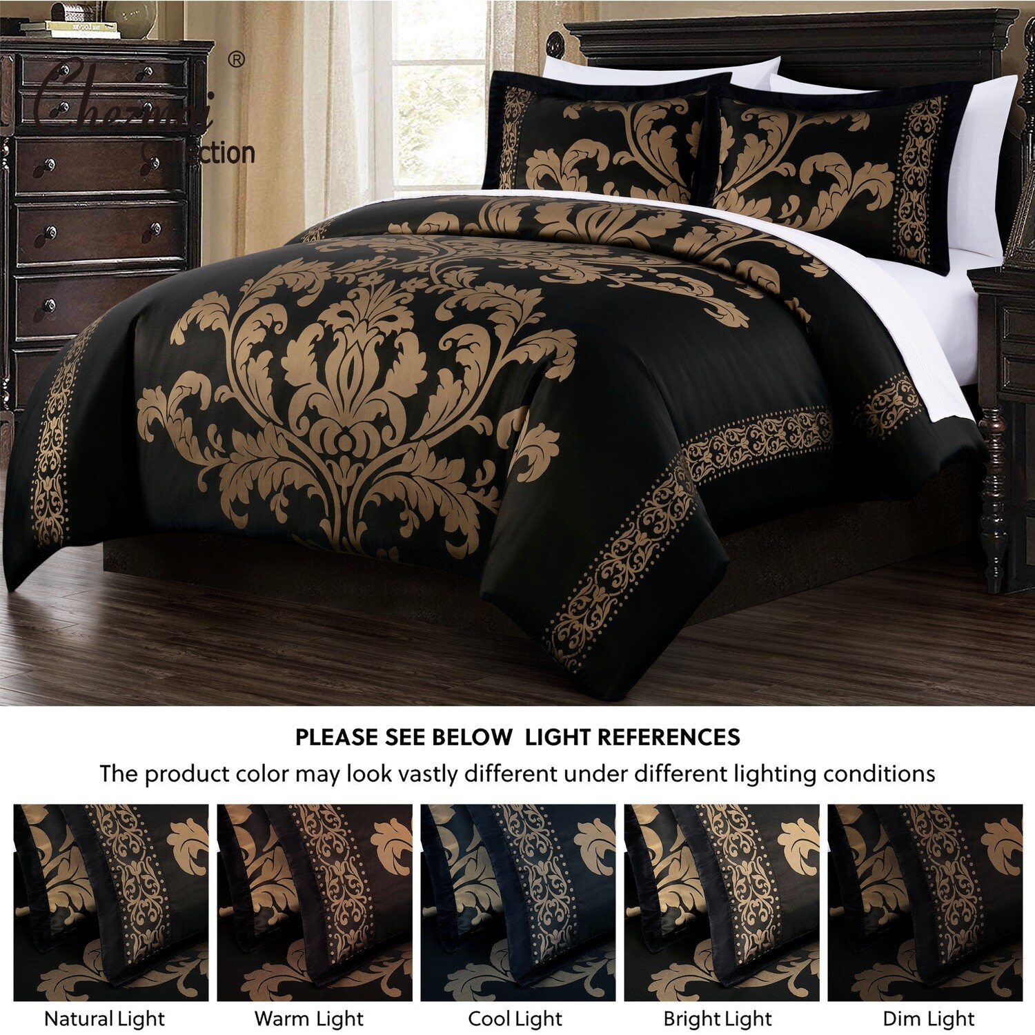 Chezmoi Collection 7-Piece Luxury Jacquard Floral Bed in a Bag Comforter Set