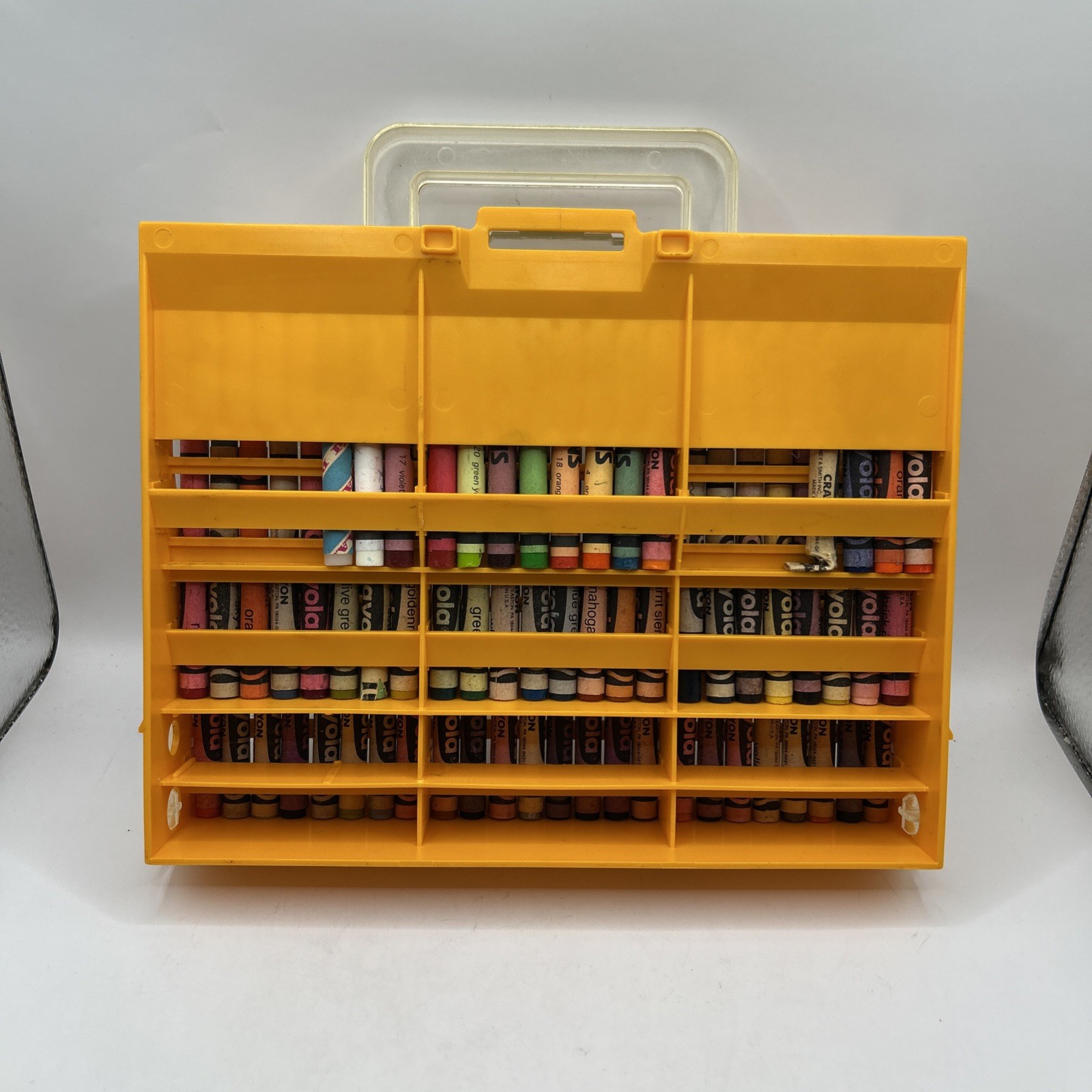 Vintage Crayola Crayons Plastic Carry Case - Holds 72 Crayons - No Sharpener